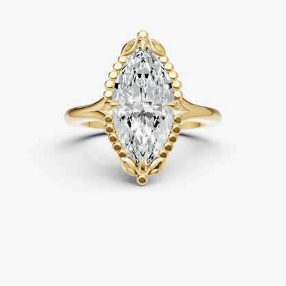 Marquise Filigree Halo Engagement Ring