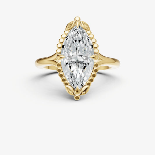 Marquise Filigree Halo Engagement Ring