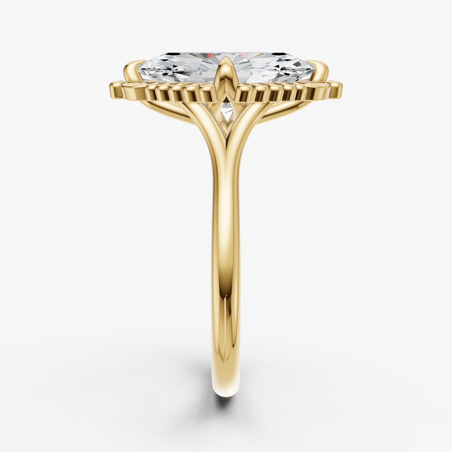Marquise Filigree Halo Engagement Ring