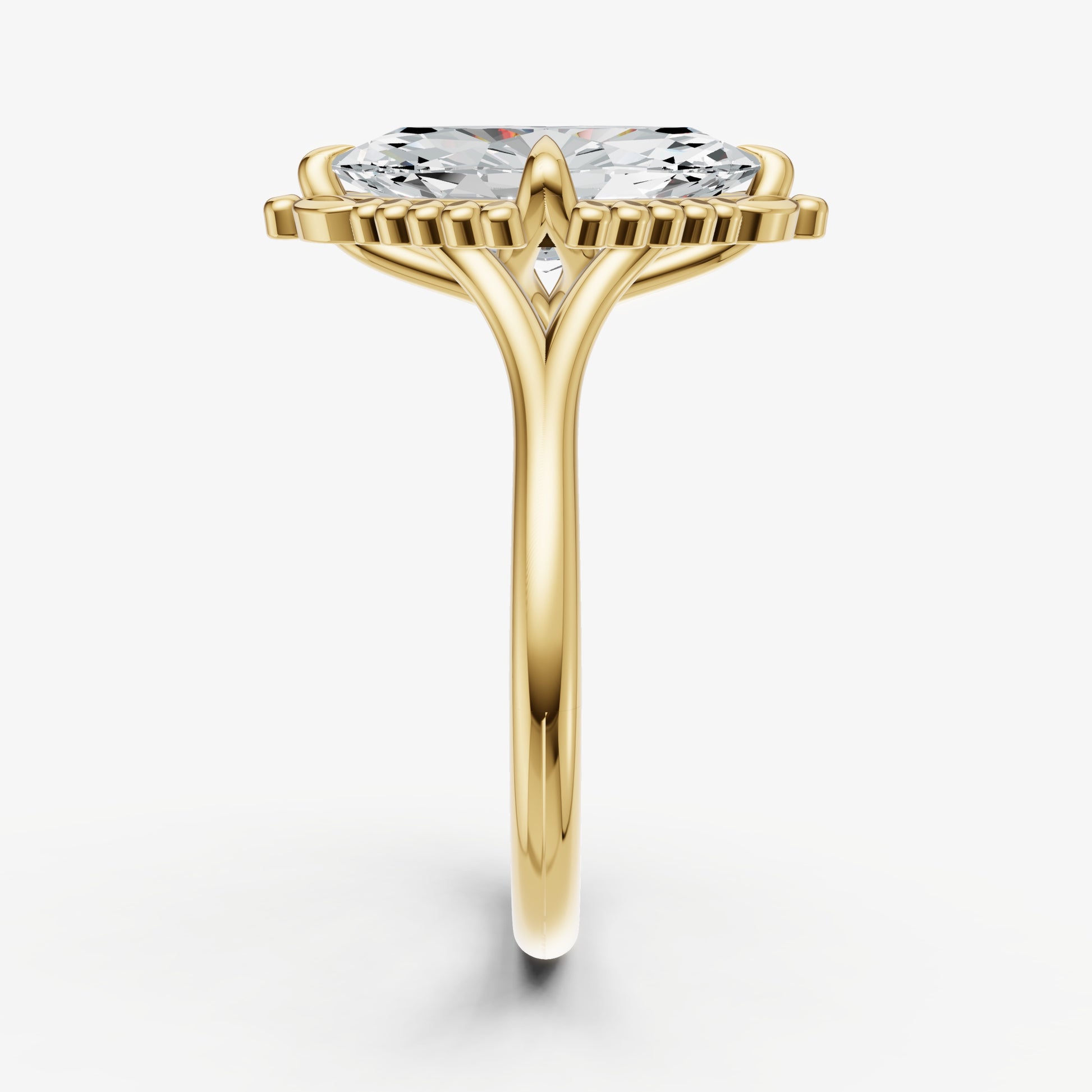 Marquise Filigree Halo Engagement Ring