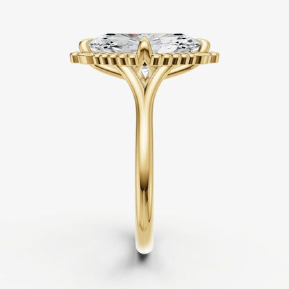 Marquise Filigree Halo Engagement Ring