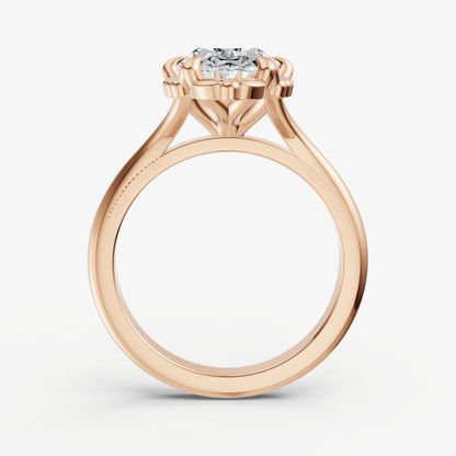 Oval Filigree Halo Engagement Ring