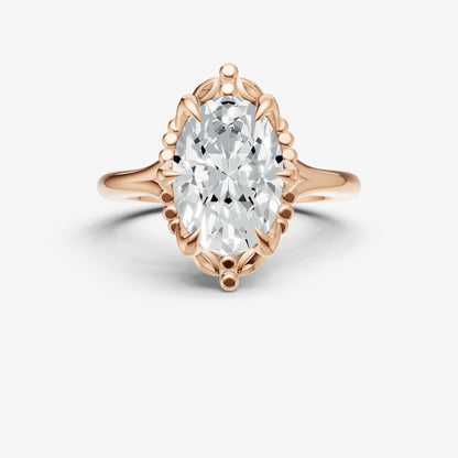 Oval Filigree Halo Engagement Ring