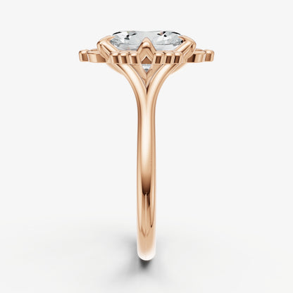 Oval Filigree Halo Engagement Ring
