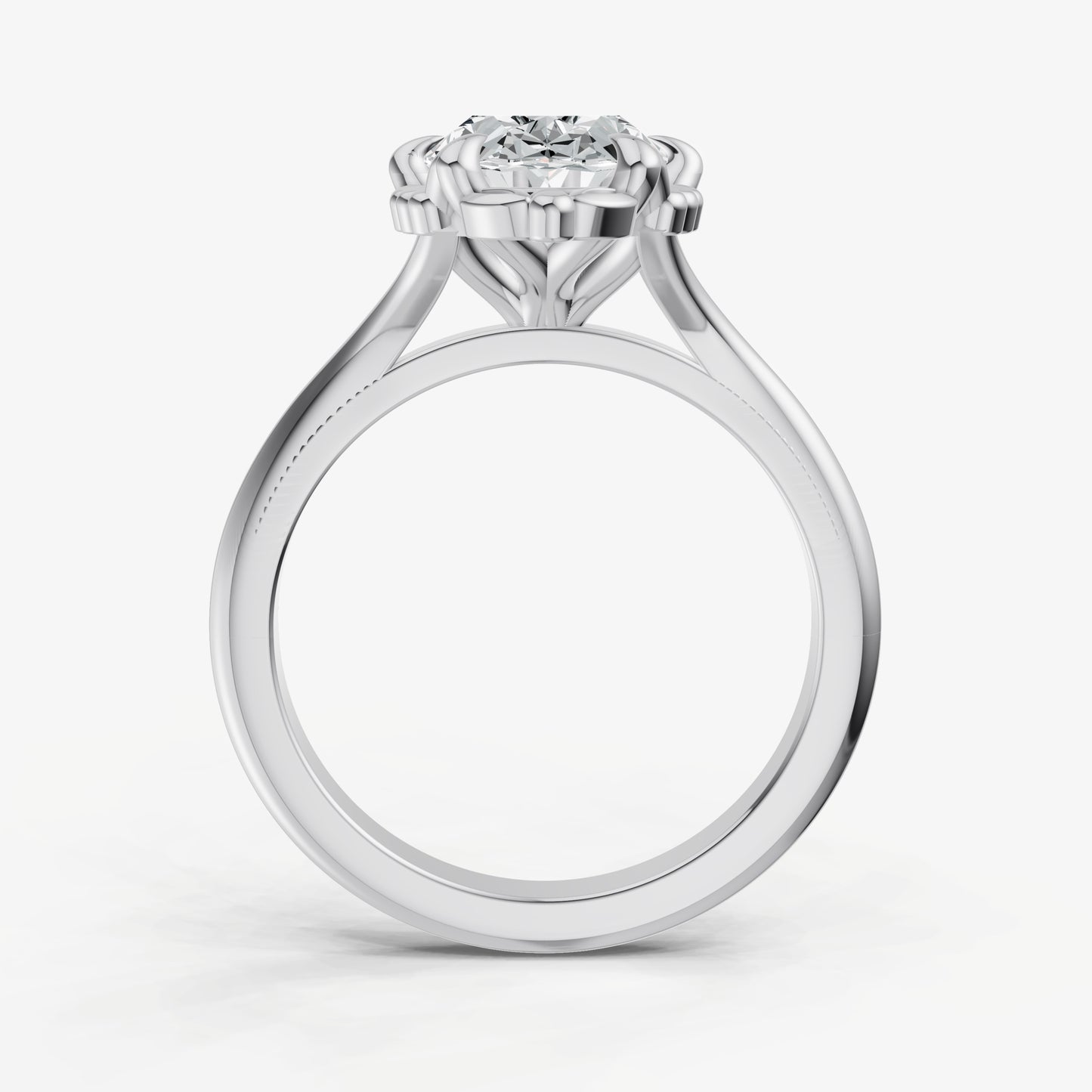 Oval Filigree Halo Engagement Ring