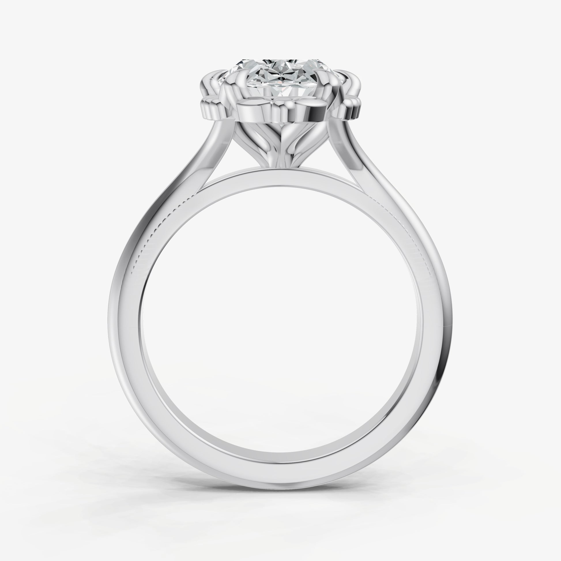 Oval Filigree Halo Engagement Ring