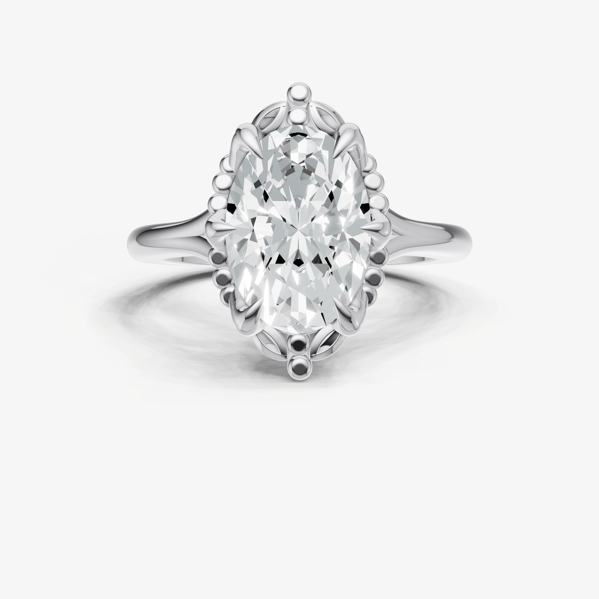Oval Filigree Halo Engagement Ring