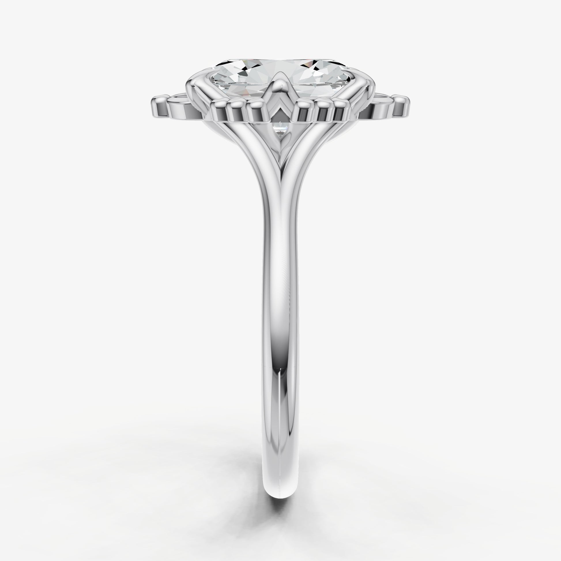 Oval Filigree Halo Engagement Ring