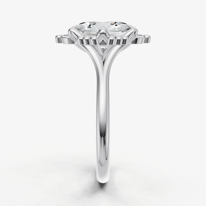 Oval Filigree Halo Engagement Ring