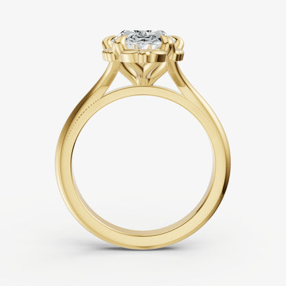 Oval Filigree Halo Engagement Ring