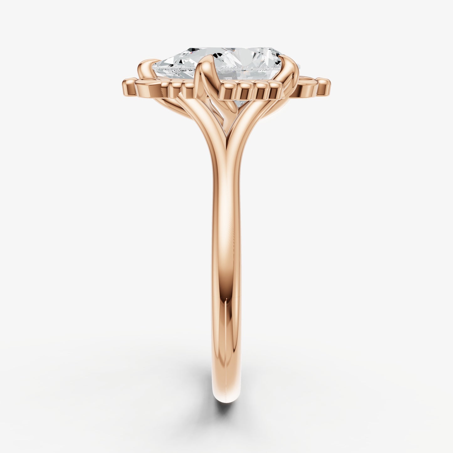 Pear Filigree Halo Engagement Ring