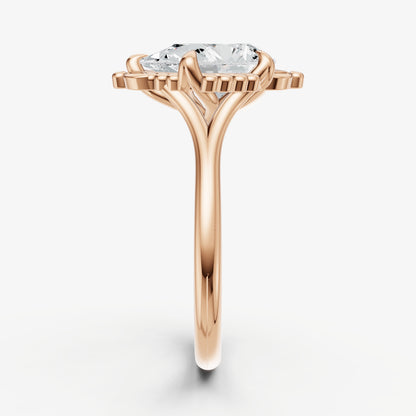 Pear Filigree Halo Engagement Ring