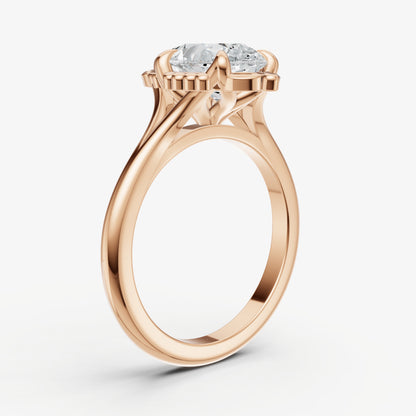 Pear Filigree Halo Engagement Ring