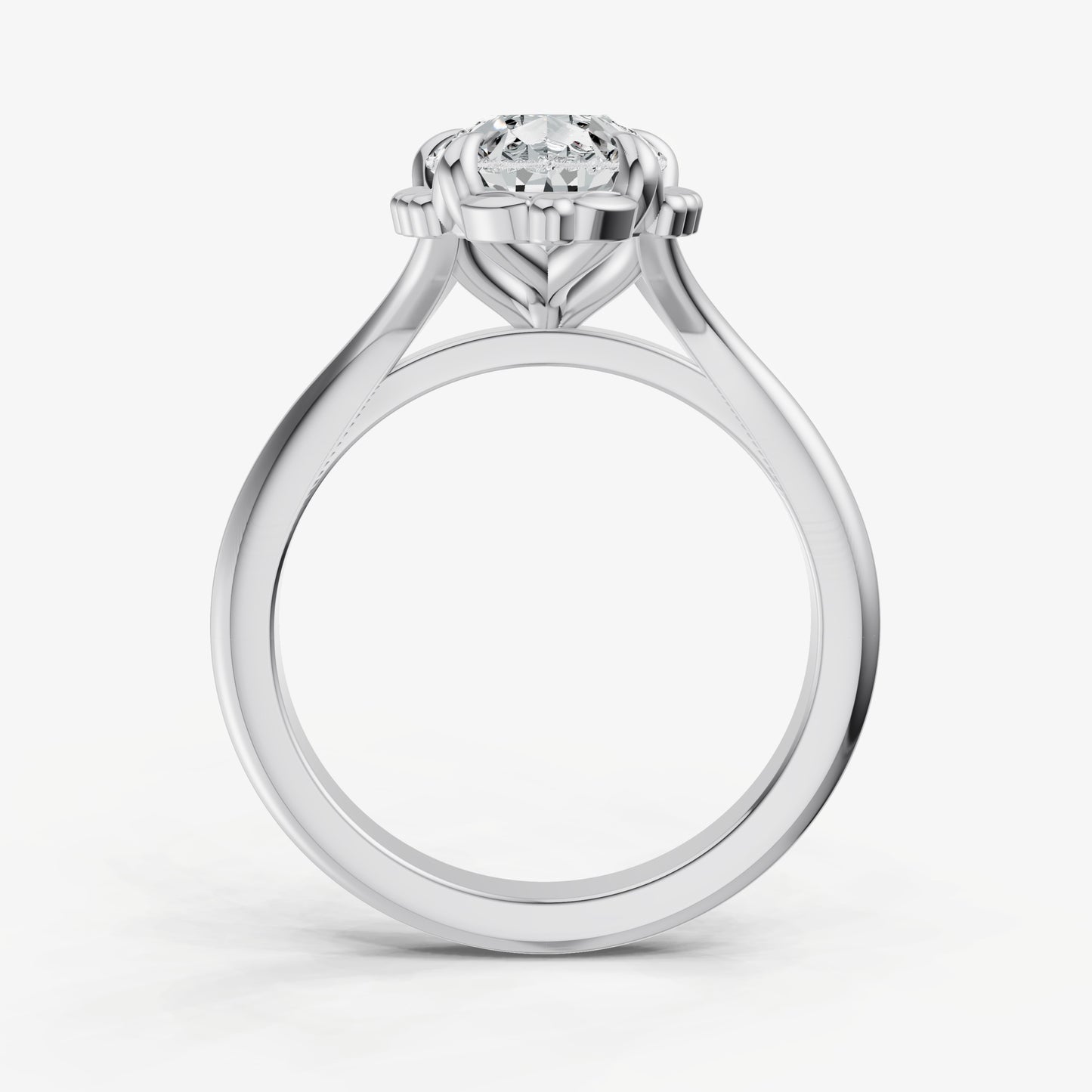 Pear Filigree Halo Engagement Ring