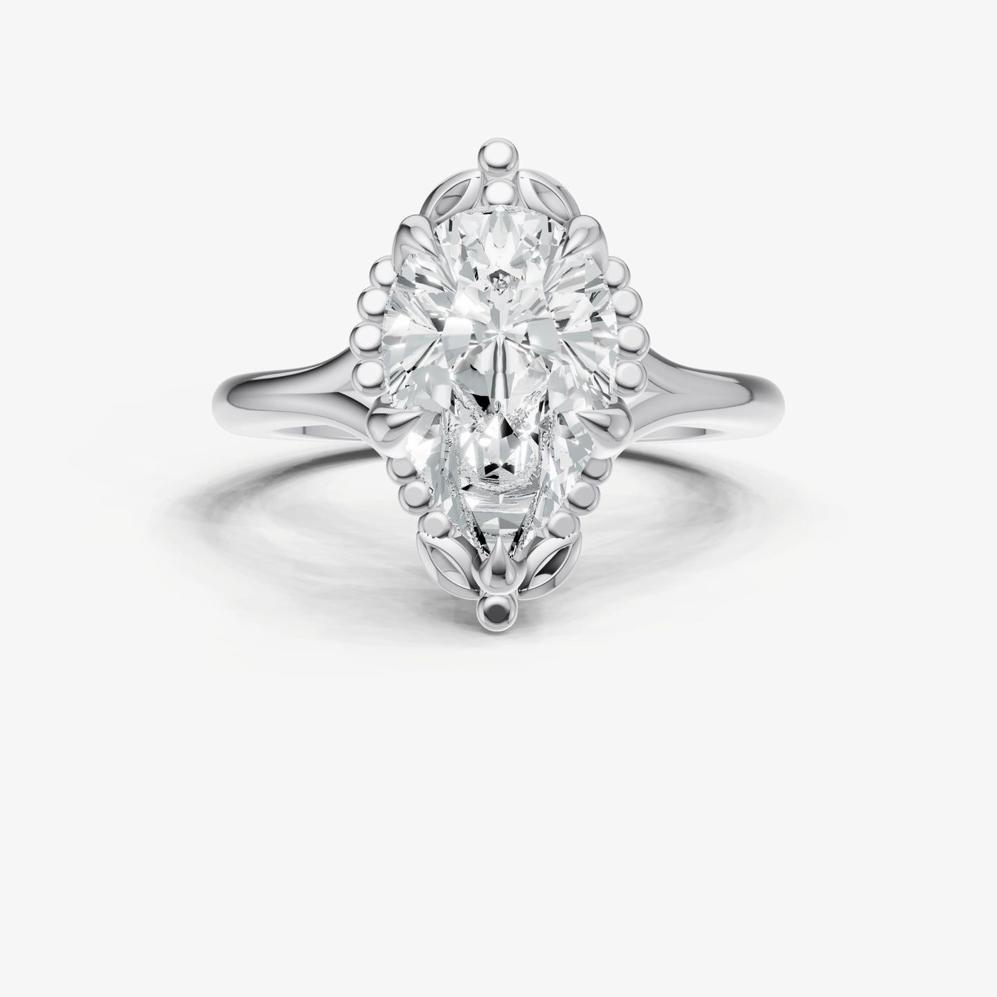 Pear Filigree Halo Engagement Ring