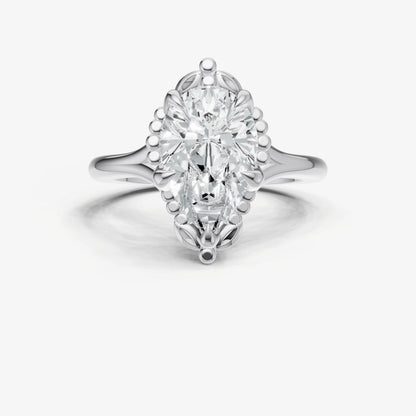 Pear Filigree Halo Engagement Ring