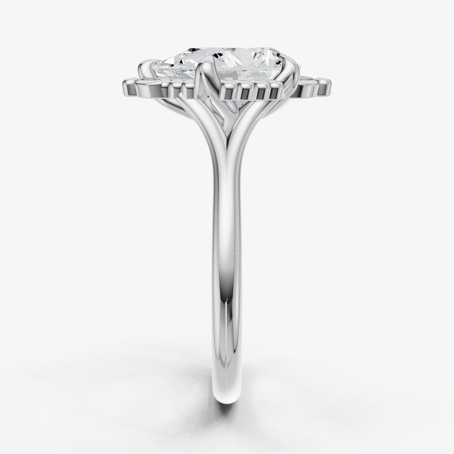 Pear Filigree Halo Engagement Ring