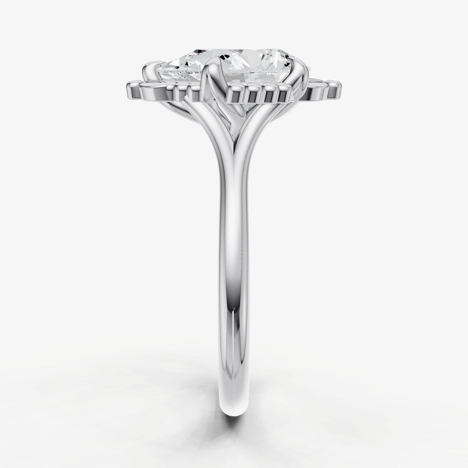 Pear Filigree Halo Engagement Ring