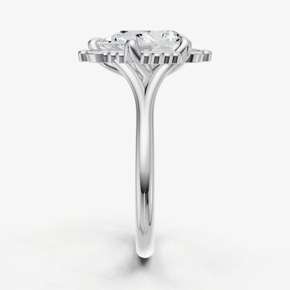 Pear Filigree Halo Engagement Ring