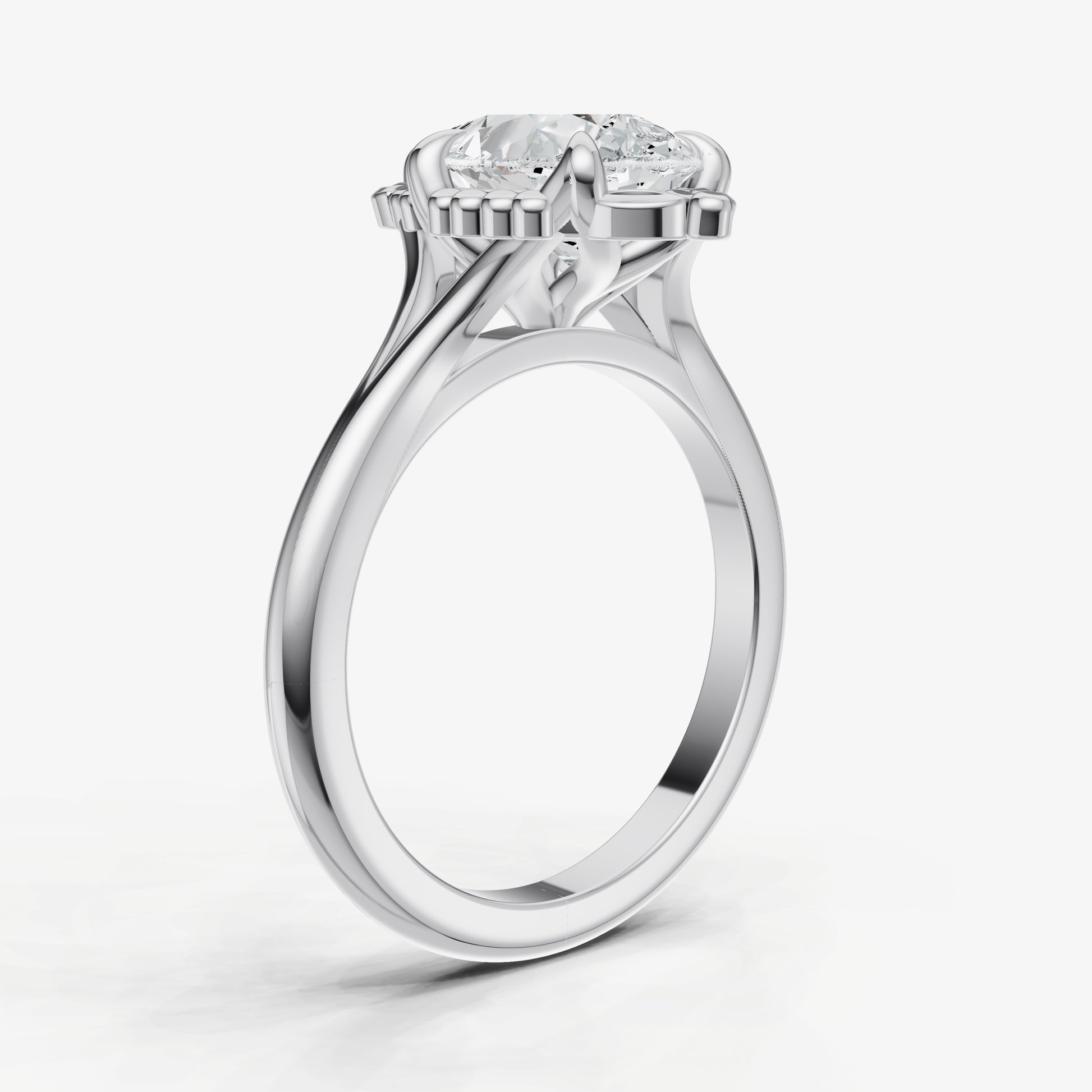 Pear Filigree Halo Engagement Ring