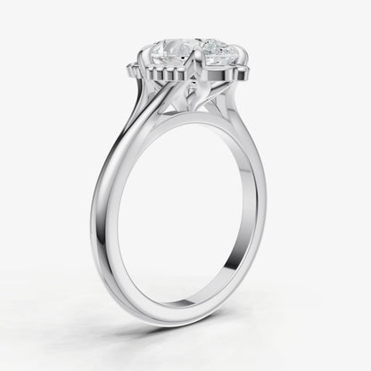 Pear Filigree Halo Engagement Ring