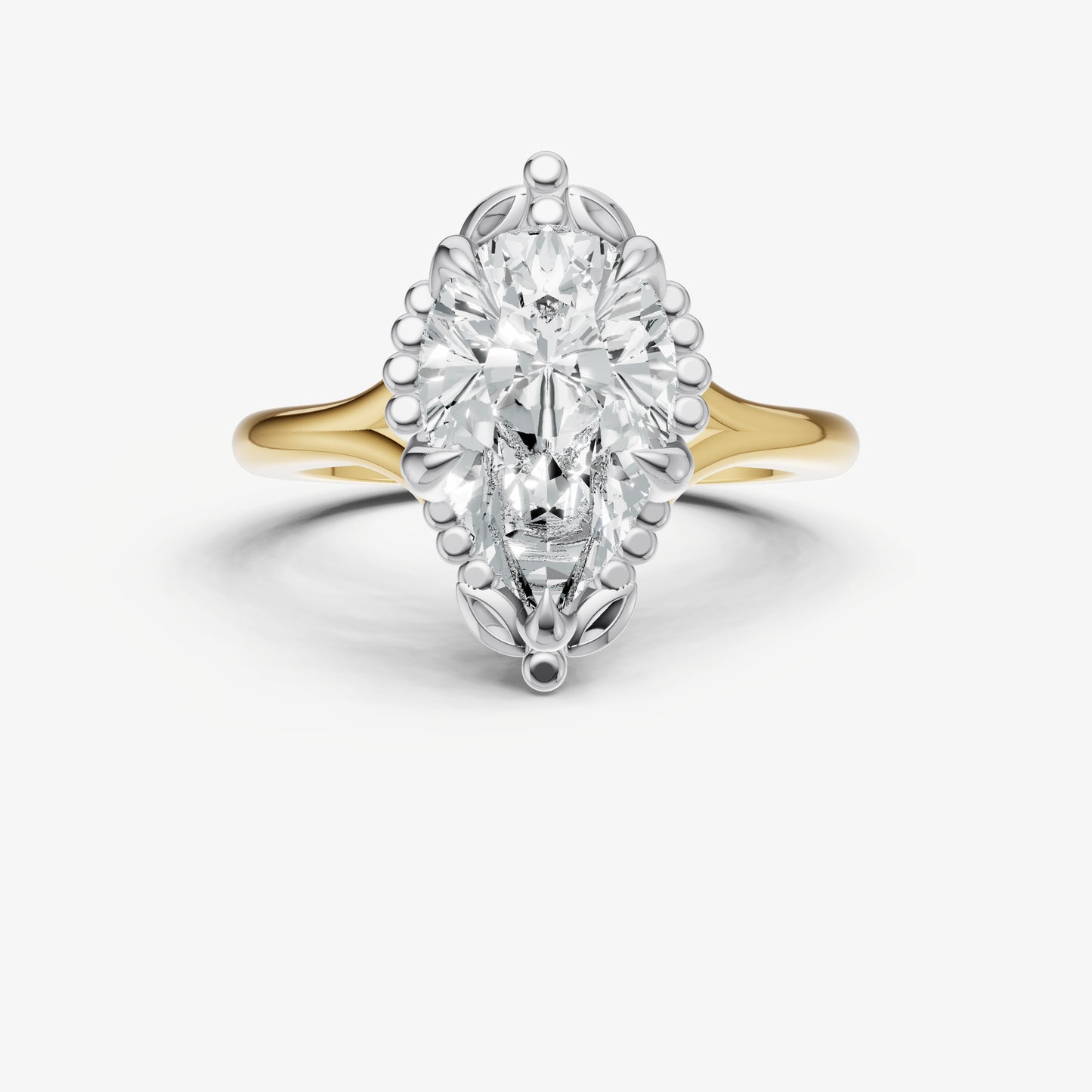 Pear Filigree Halo Engagement Ring