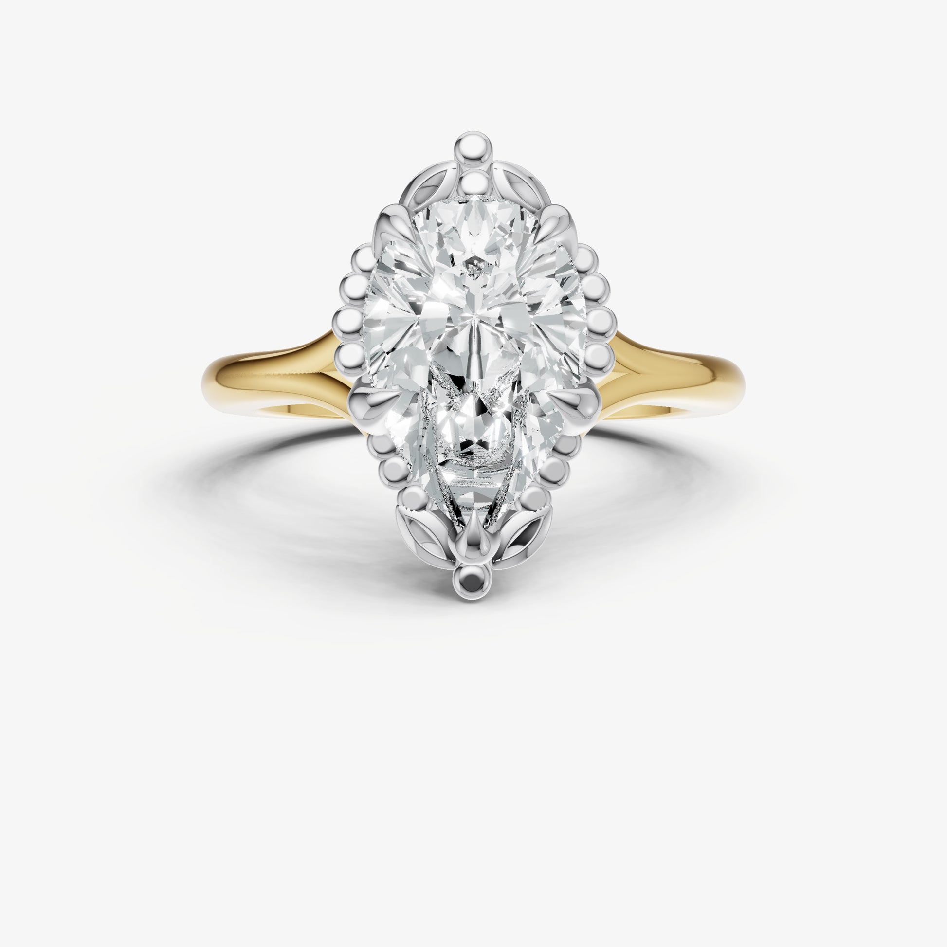 Pear Filigree Halo Engagement Ring