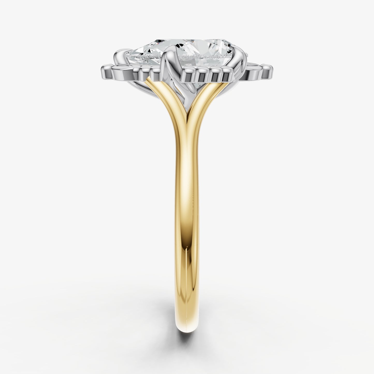 Pear Filigree Halo Engagement Ring