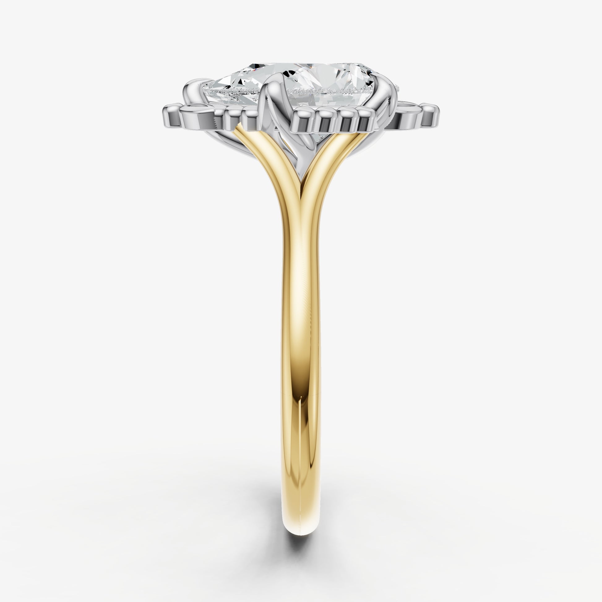 Pear Filigree Halo Engagement Ring