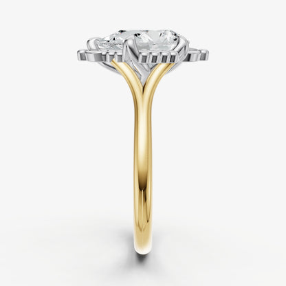 Pear Filigree Halo Engagement Ring