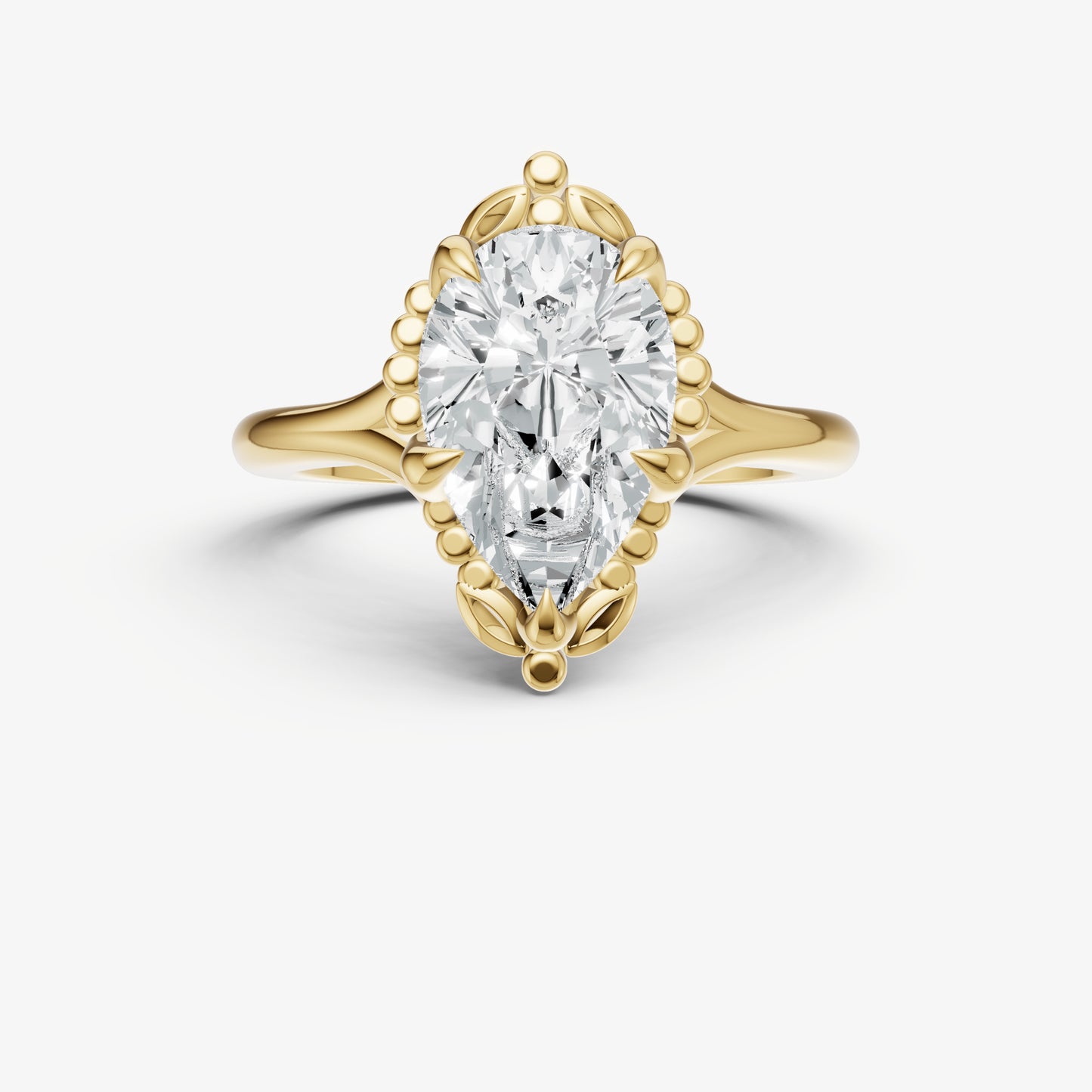 Pear Filigree Halo Engagement Ring