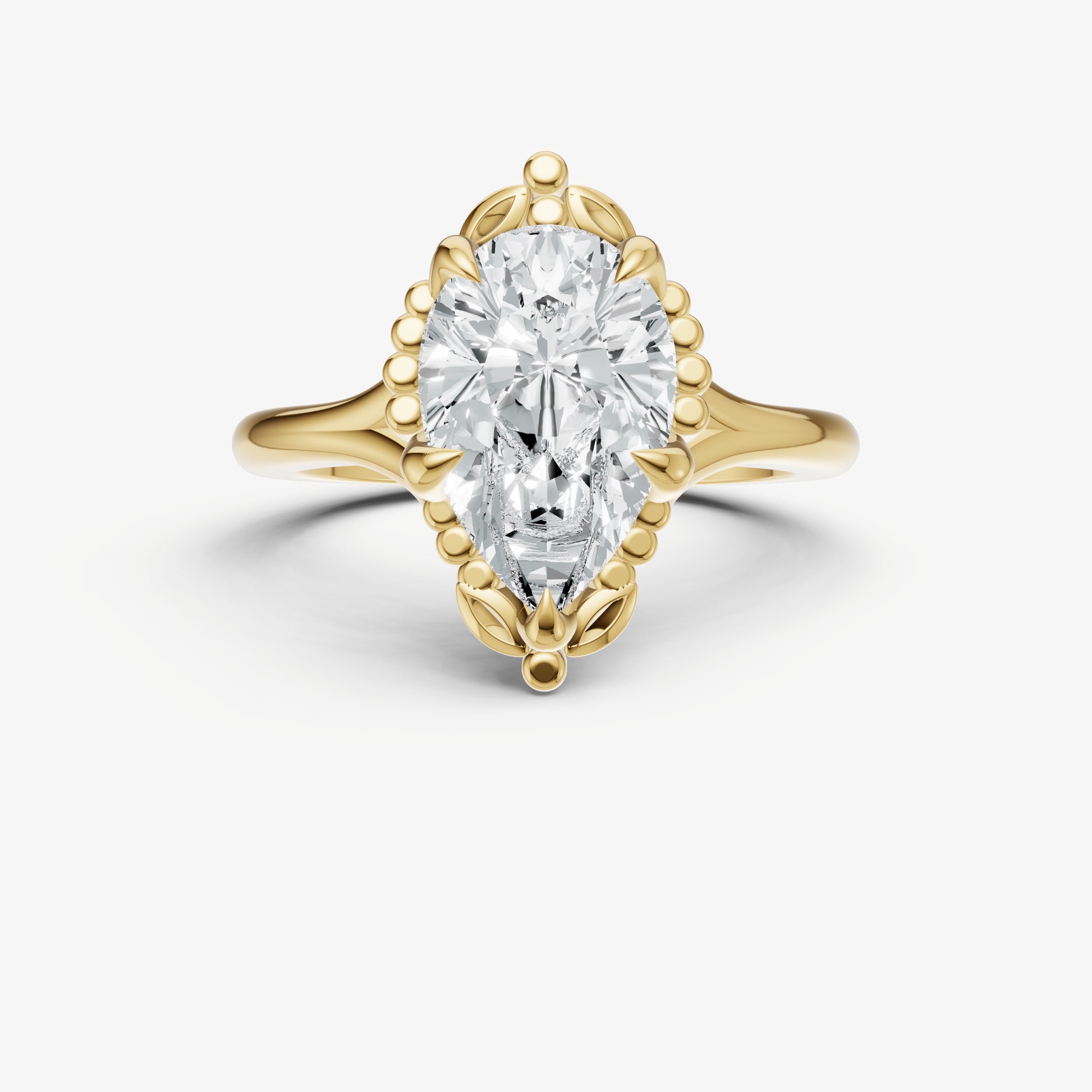 Pear Filigree Halo Engagement Ring