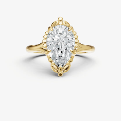 Pear Filigree Halo Engagement Ring