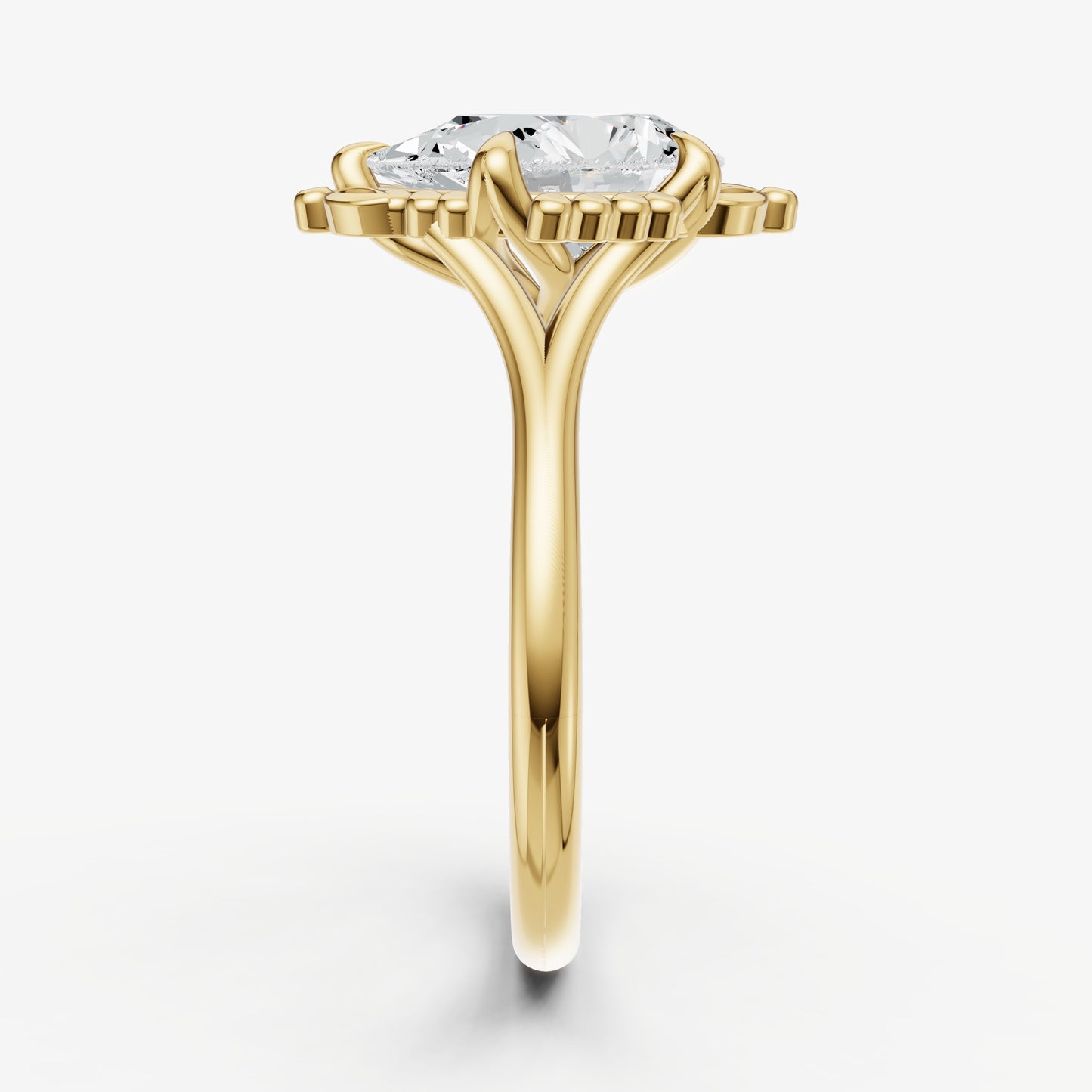 Pear Filigree Halo Engagement Ring