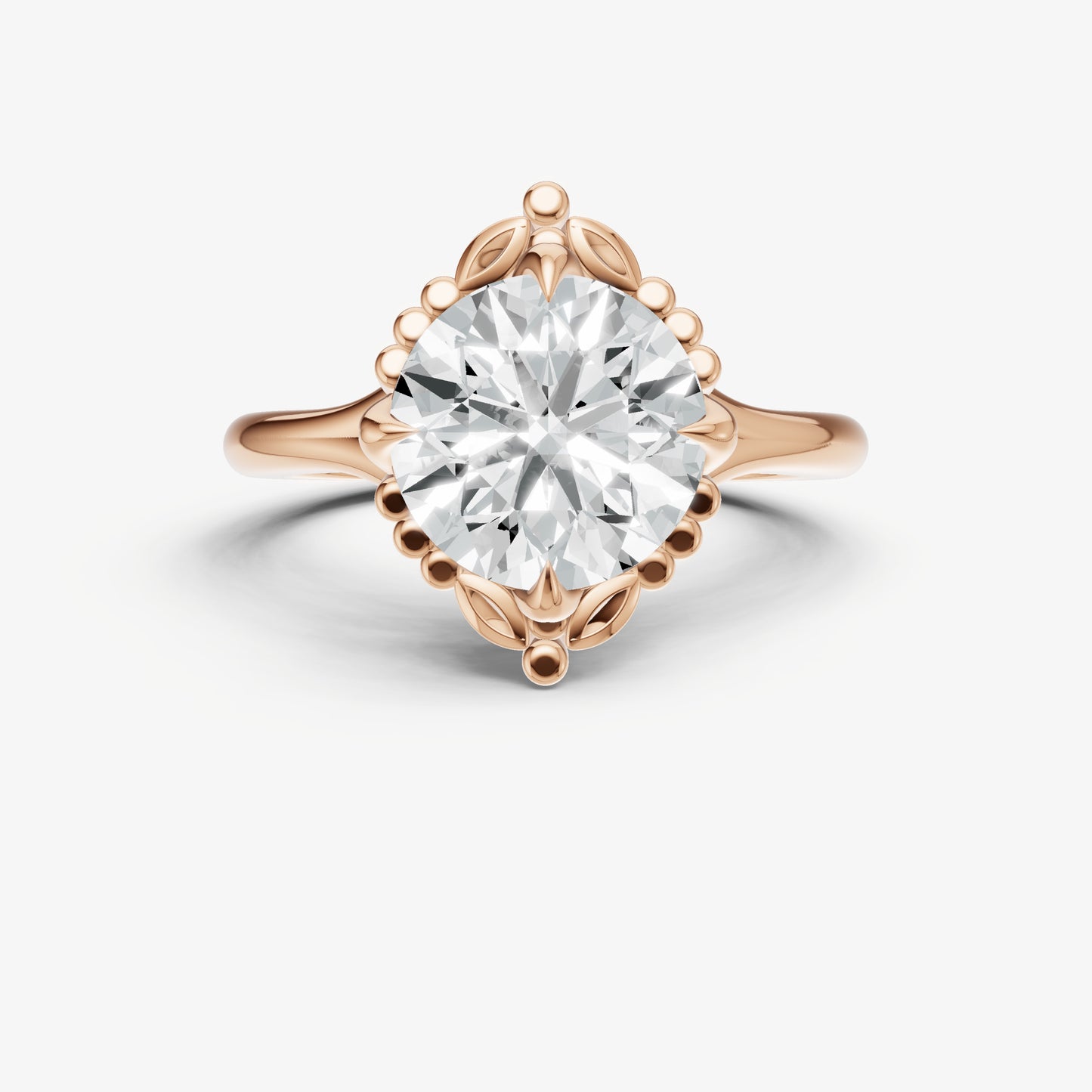 Round Filigree Halo Engagement Ring