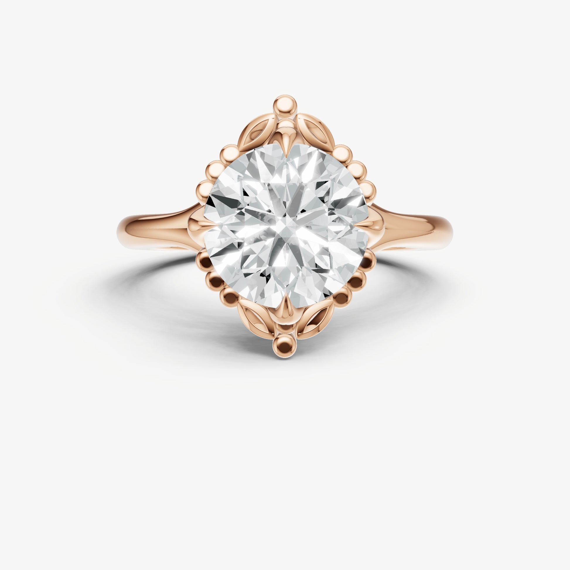 Round Filigree Halo Engagement Ring