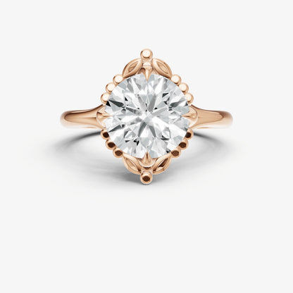Round Filigree Halo Engagement Ring