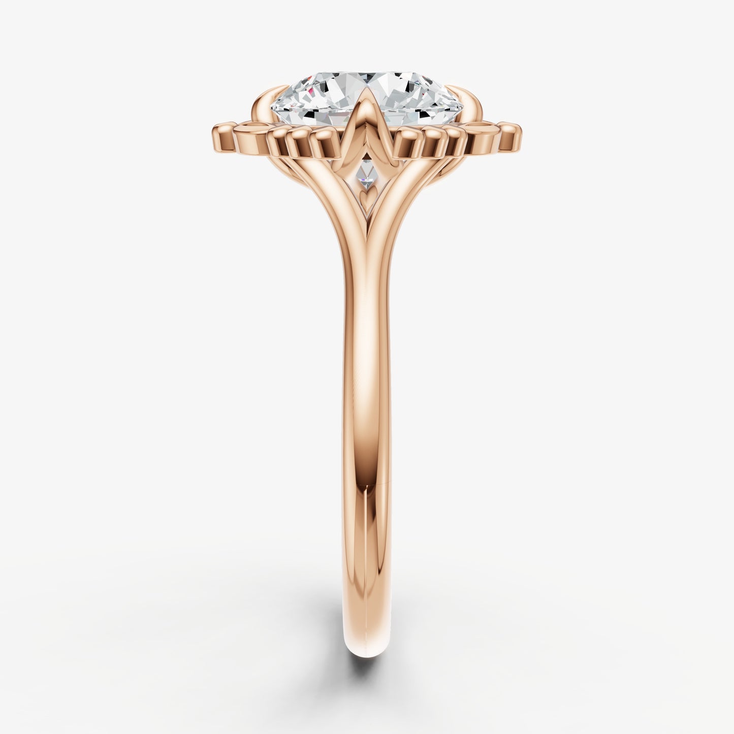 Round Filigree Halo Engagement Ring