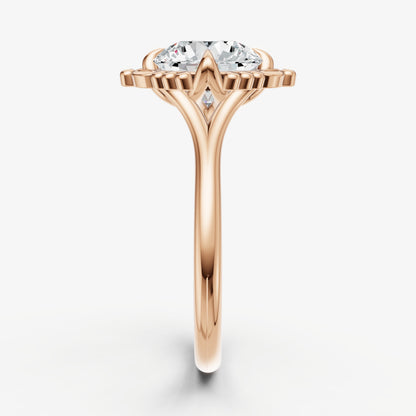 Round Filigree Halo Engagement Ring