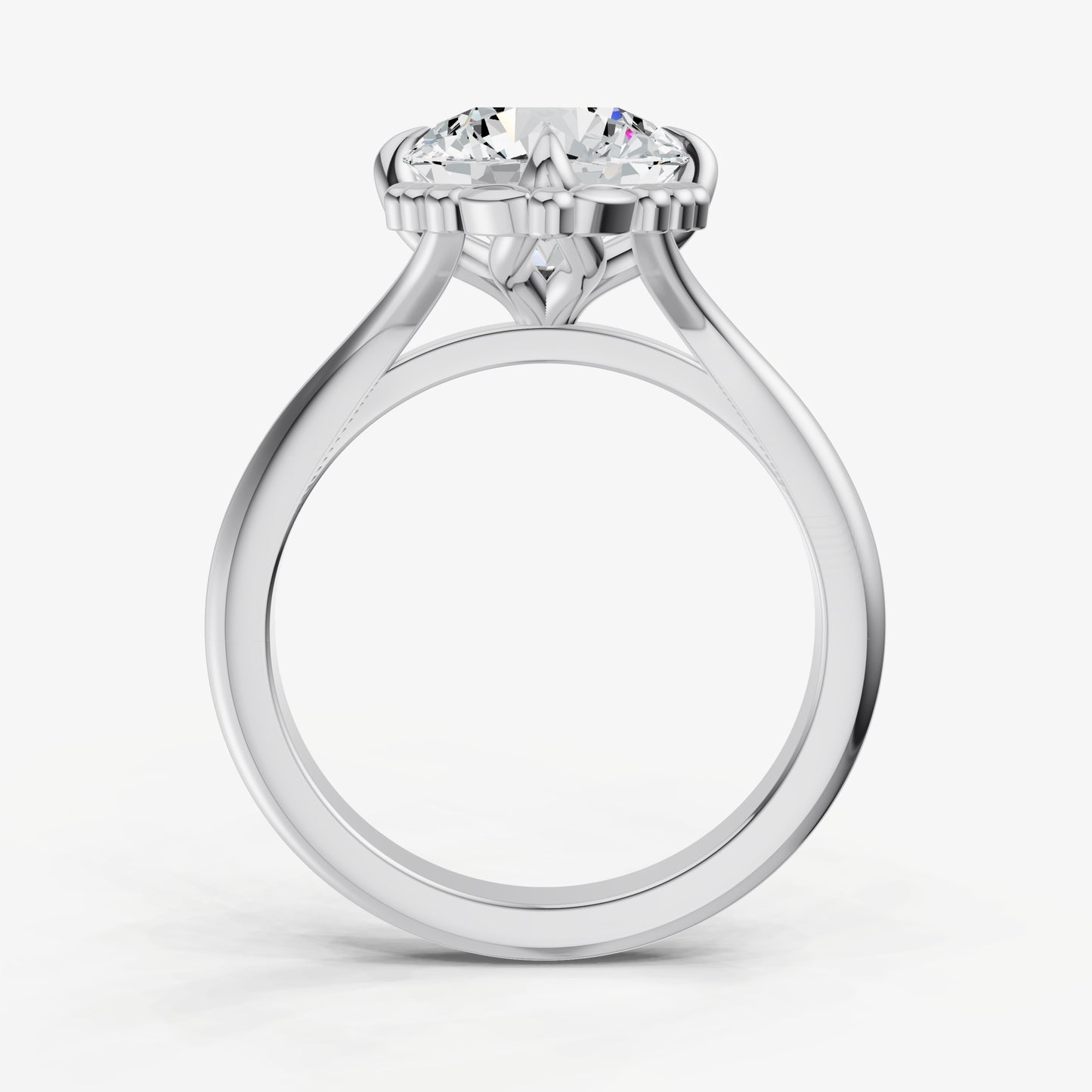 Round Filigree Halo Engagement Ring