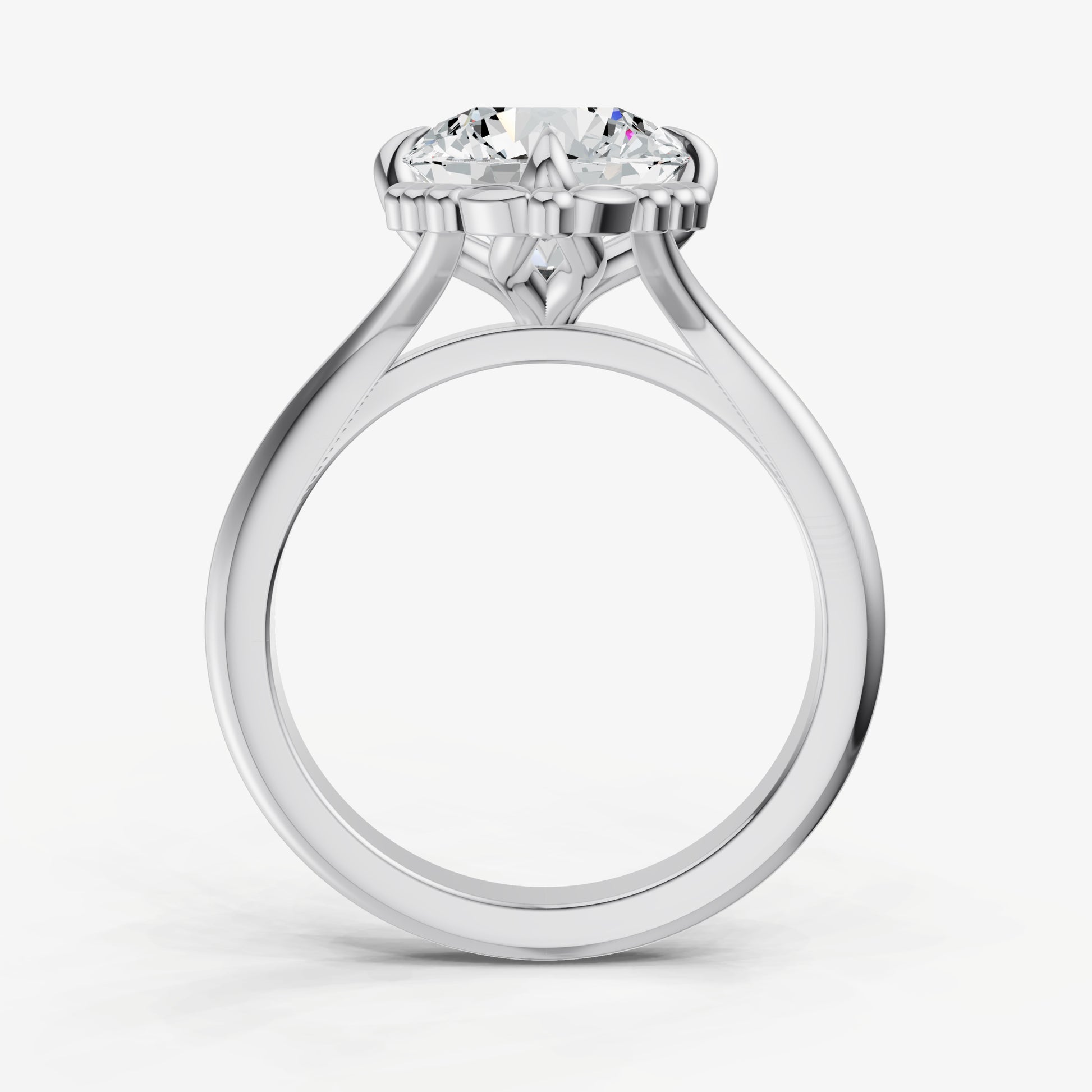 Round Filigree Halo Engagement Ring