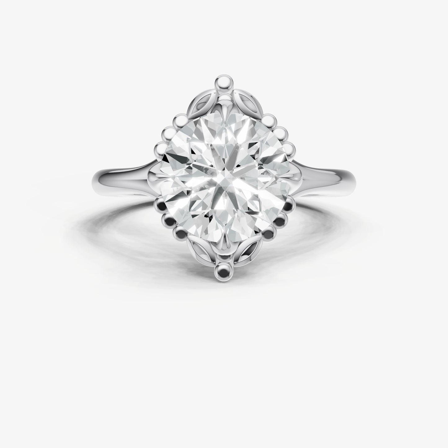 Round Filigree Halo Engagement Ring