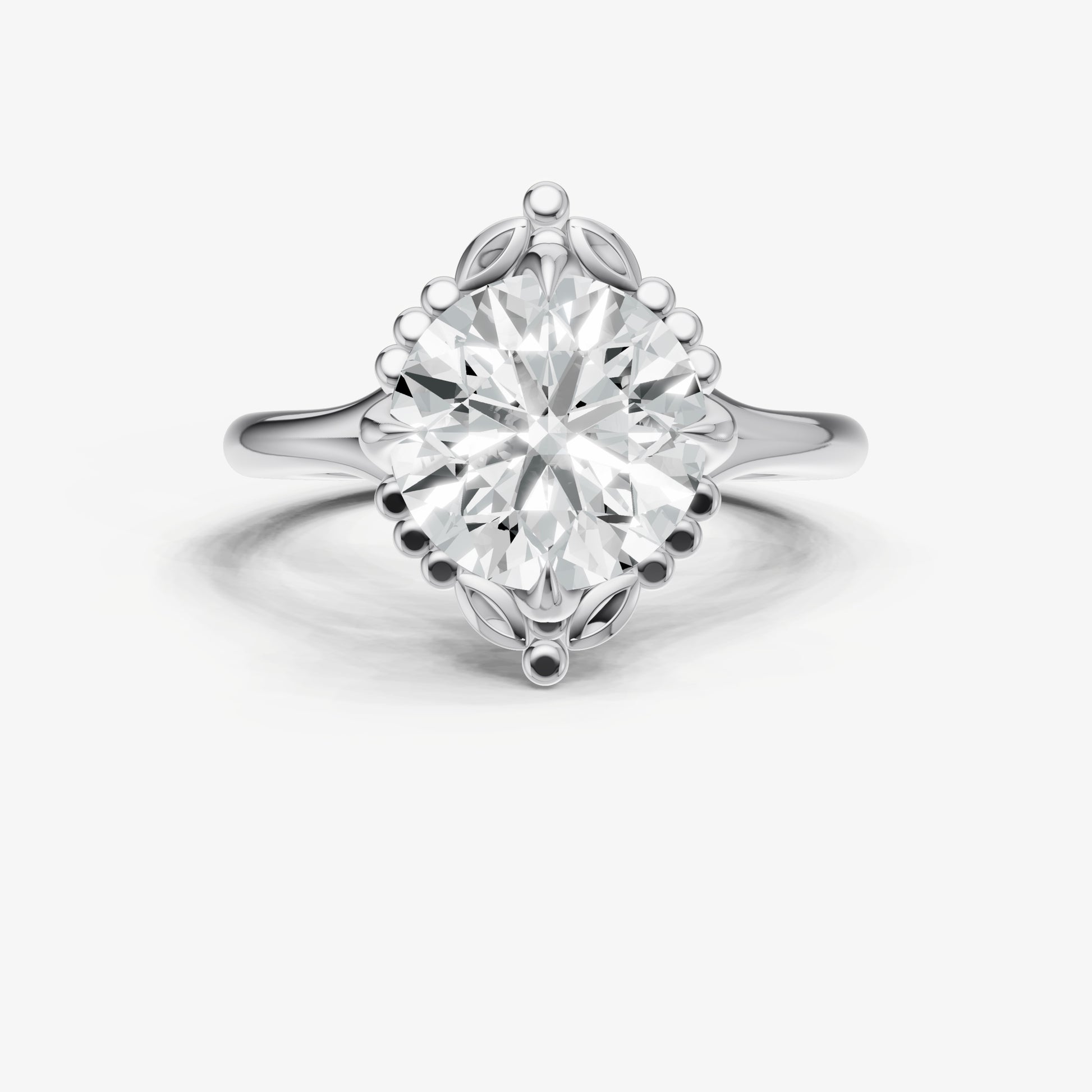 Round Filigree Halo Engagement Ring