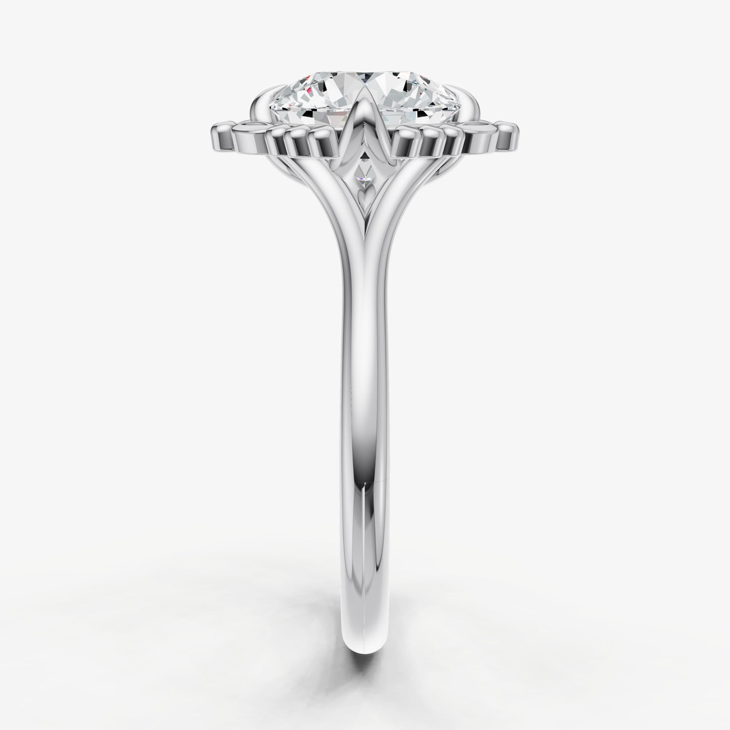 Round Filigree Halo Engagement Ring