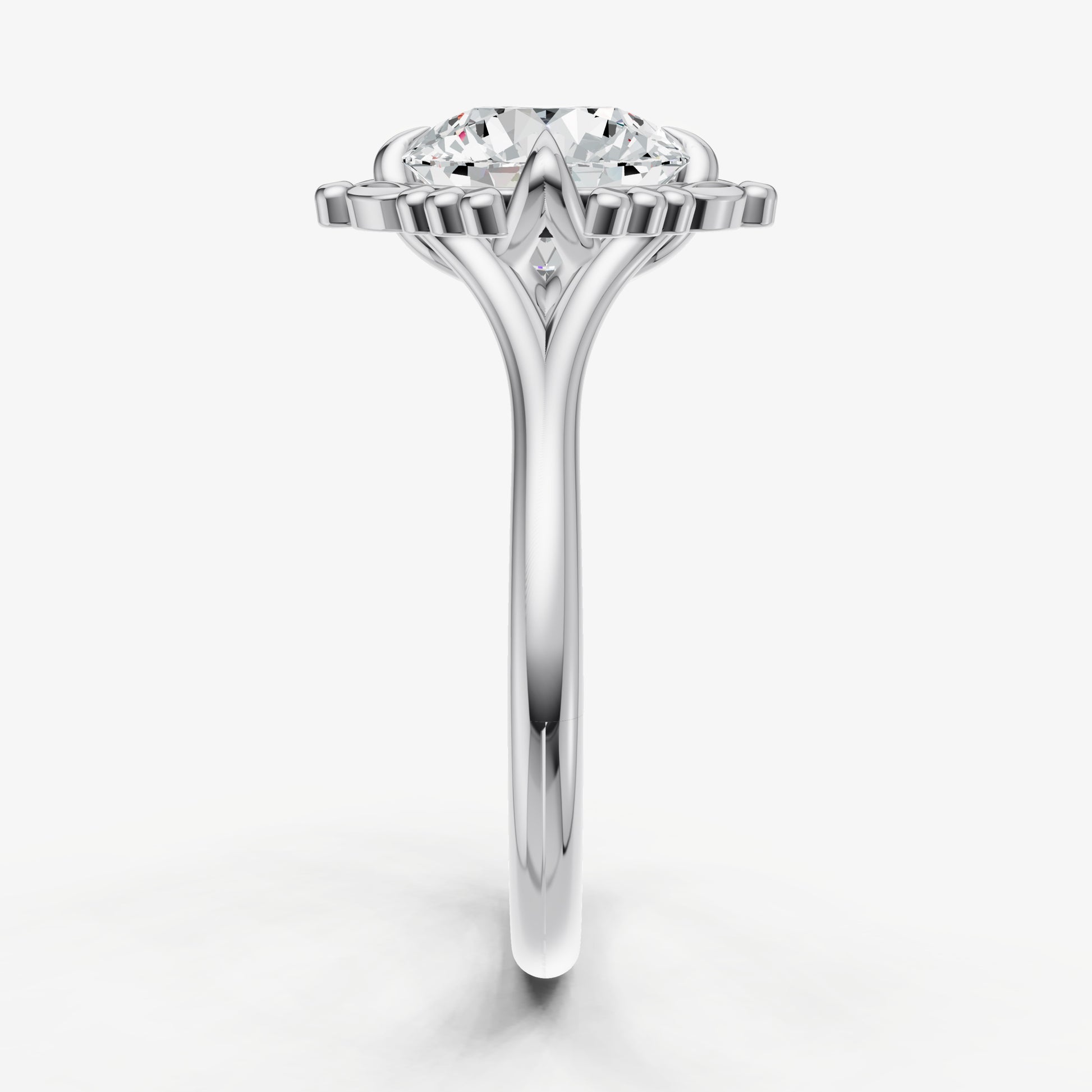 Round Filigree Halo Engagement Ring