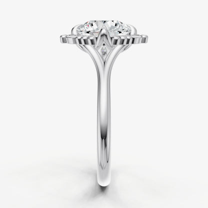 Round Filigree Halo Engagement Ring