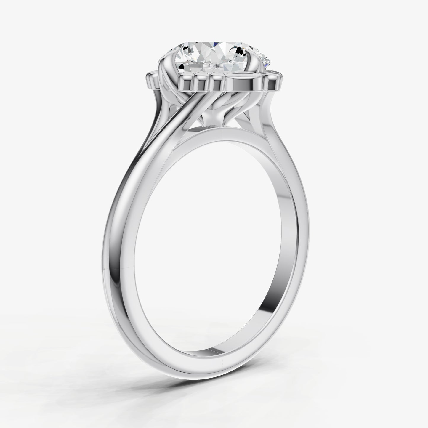 Round Filigree Halo Engagement Ring