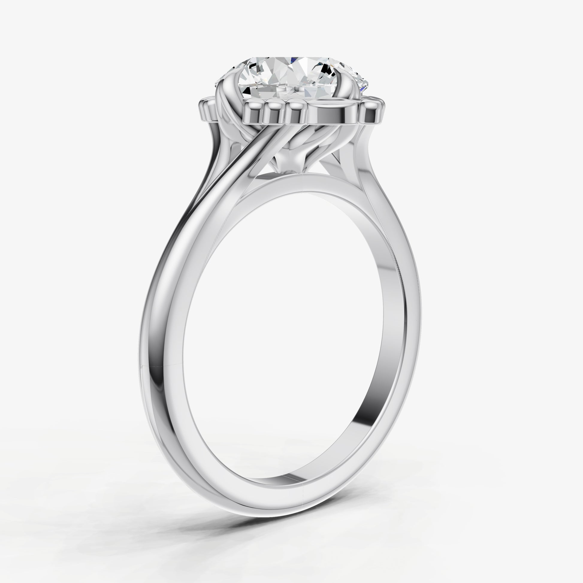 Round Filigree Halo Engagement Ring