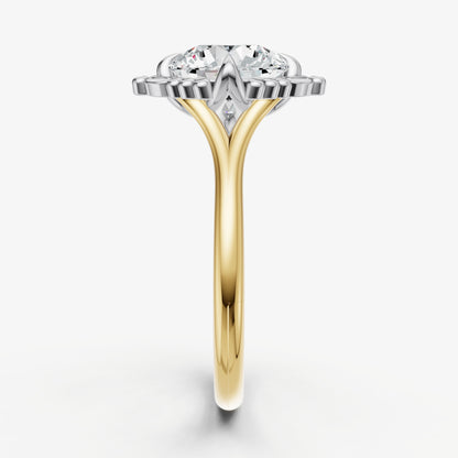 Round Filigree Halo Engagement Ring