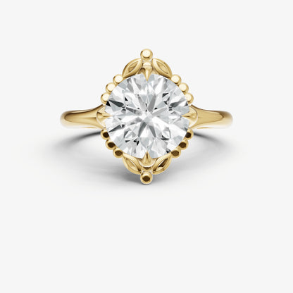 Round Filigree Halo Engagement Ring